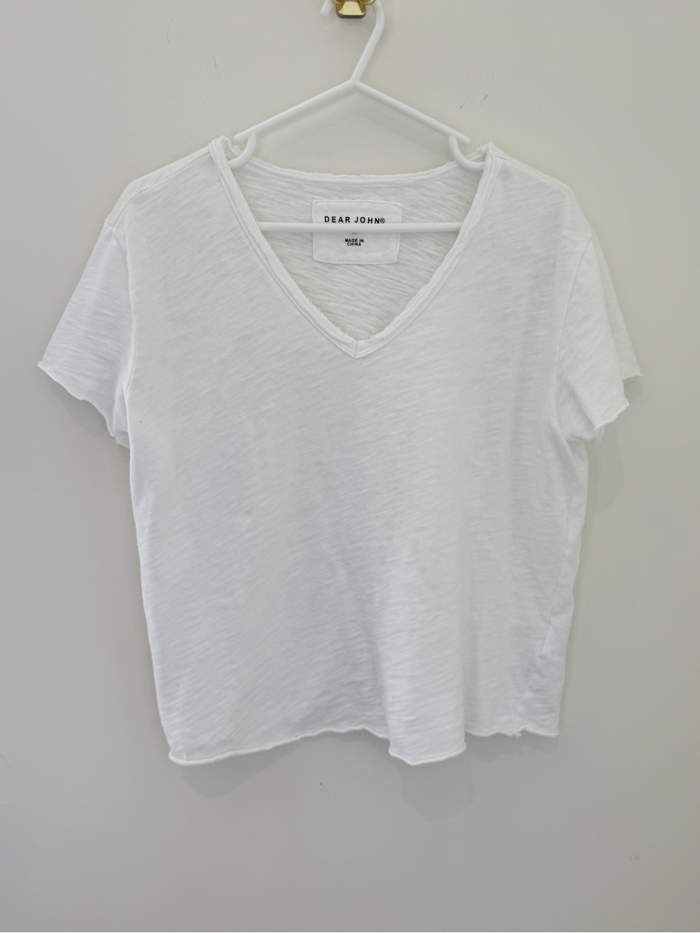 Dear John Crisp White V-Neck Women's Tee
